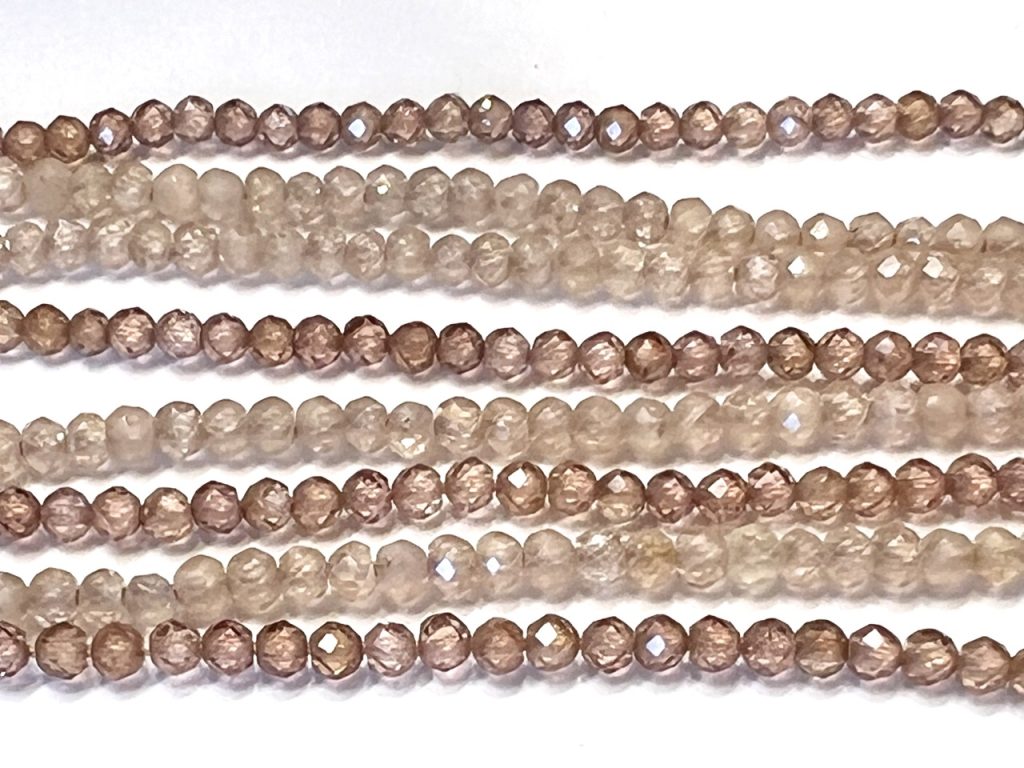 zimtfarbener Zirkon, Kugeln fac. als Strang